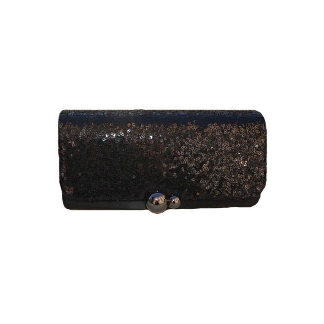 Geanta chic din saten negru cu design de paiete aplicate in fata,D&J Exclussive