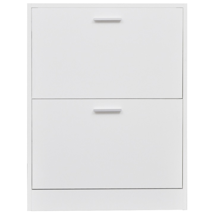 Pantofar cu 2 compartimente, vidaXL, din lemn alb, 63,5 x 24 x 81 cm