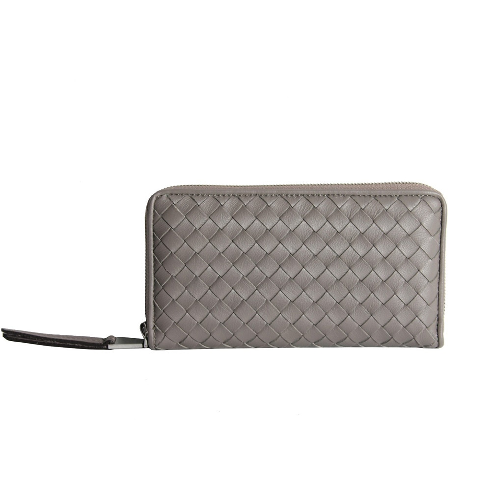 Portofel dama din piele naturala impletit manual, Dellaconte, Zinc 5416-36