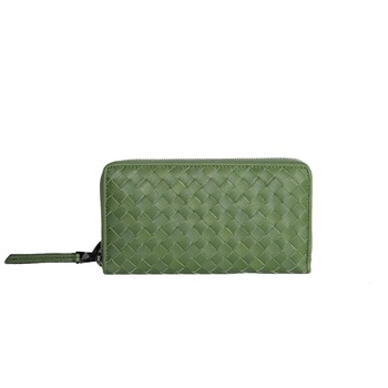 Portofel dama din piele naturala impletit manual, Dellaconte, Verde 5416-36 Portofel dama din piele naturala impletit manual, Dellaconte, Verde 5416-36