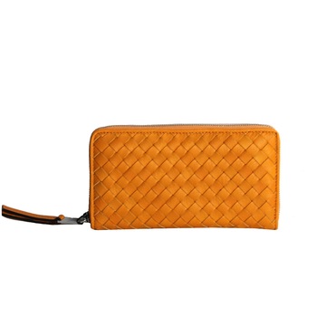 Portofel dama din piele naturala impletit manual, Dellaconte, Portocaliu 5416-36 Portofel dama din piele naturala impletit manual, Dellaconte, Portocaliu 5416-36