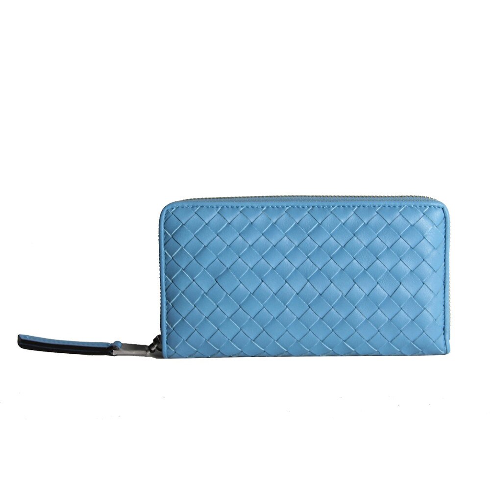 Portofel dama din piele naturala impletit manual, Dellaconte, Albastru 5416-36