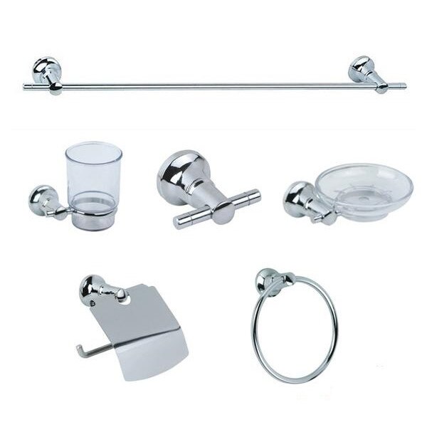 Set complet 6 accessorii baie, metal cromat A21