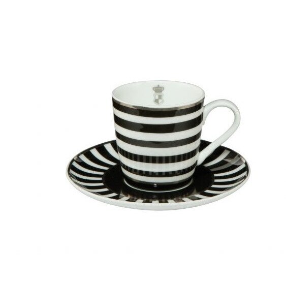 Set ceasca espresso si farfurie cu dungi, Goebel