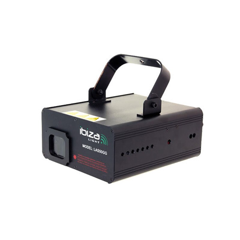 Laser Ibiza 50 mW, 72 secvente, control audio, DMX, racire cu aer, Verde