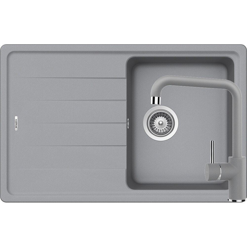 Kit chiuveta Schock Element D-100S 780 x 500 mm si baterie Schock Fonos Croma Cristalite