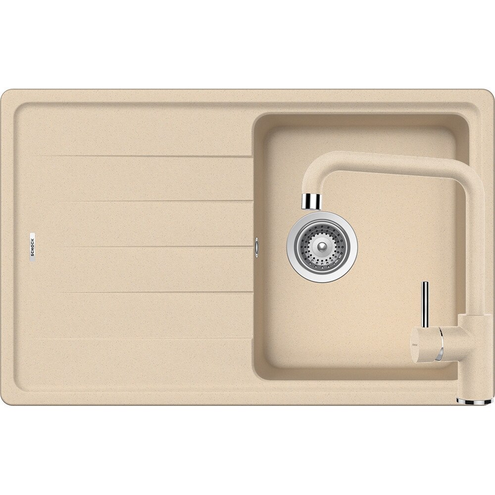 Kit chiuveta Schock Element D-100S 780 x 500 mm si baterie Schock Fonos Moonstone Cristalite