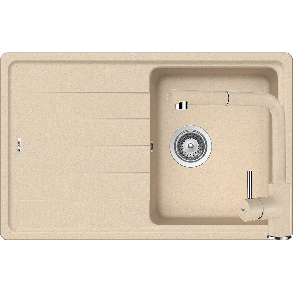 Kit chiuveta Schock Element D-100S 780 x 500 mm si baterie Schock Napos cu Dus Extractibil Moonstone Cristalite