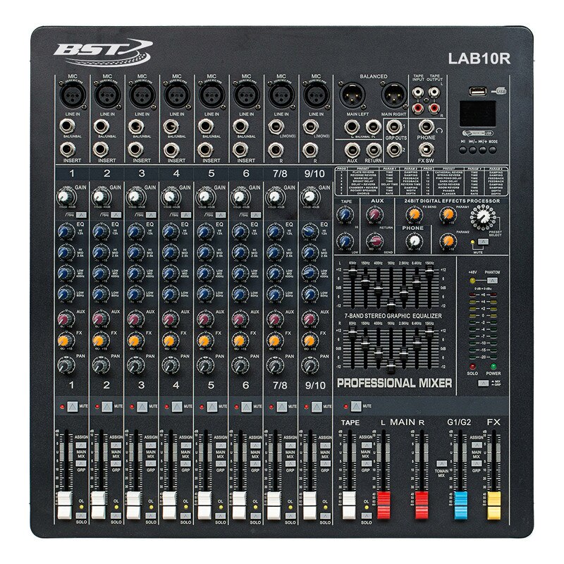 Mixer DJ BST Phantom, 10 canale, 48 V, USB