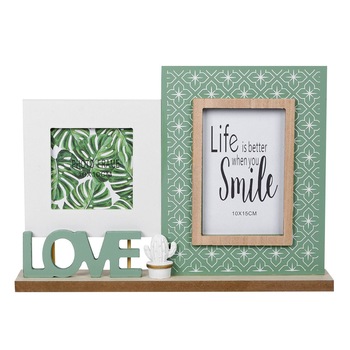 Rama foto cu 2 locuri si cactus alb Love , iMK®, 26 x 40 cm Rama foto cu 2 locuri si cactus alb Love , iMK®, 26 x 40 cm