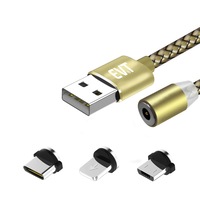 cablu de incarcare evtrend premium magnetic 3 in 1 usb-c micro-usb lightning conectori metalici din aluminiu invelis protector din nylon composit impletit usb usb-c micro-usb lightning 5v 2a 1m led auriu imagen 49_0_
0