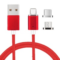cablu de incarcare rapida si transfer de date evtrend premium magnetic 3 in 1 usb-c micro-usb lightning conectori metalici din aluminiu invelis protector din nylon composit impletit fast-charge 5v 3a 1m led rosu imagen 39_0_
0