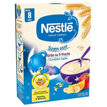Cereale Nestle Grau cu 5 fructe Somn Usor, 250g, de la 8 luni Cereale Nestle Grau cu 5 fructe Somn Usor, 250g, de la 8 luni