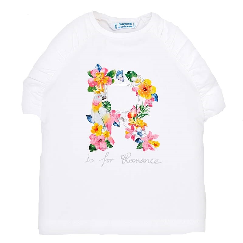 Tricou bretele R flori fetita, Mayoral, 3020PV19ALB, alb