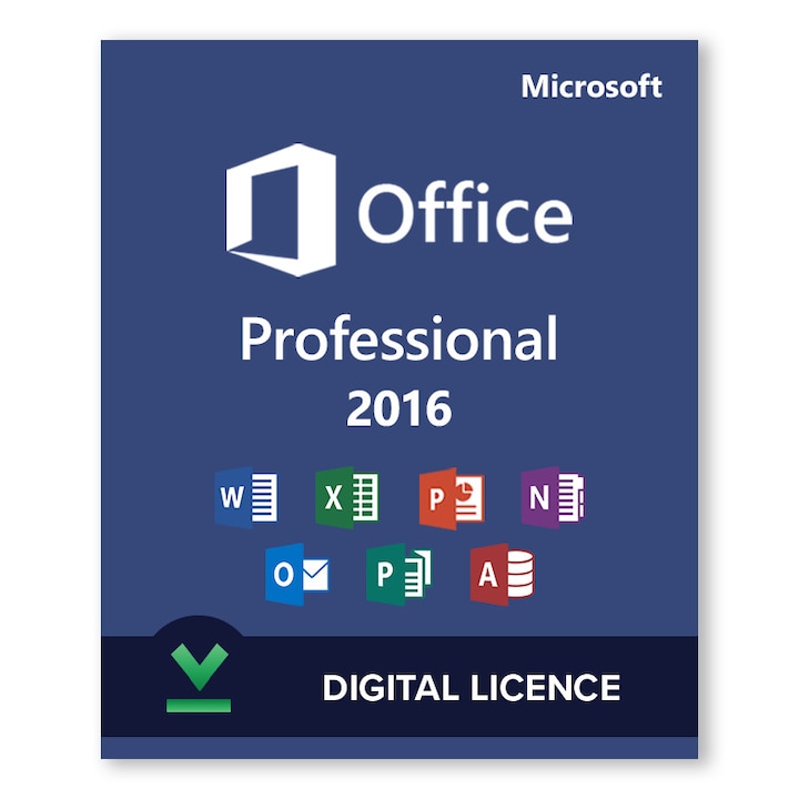 Microsoft Office 2016 Professional Digitális Licensz, többnyelvű, online aktiválható, Retail
