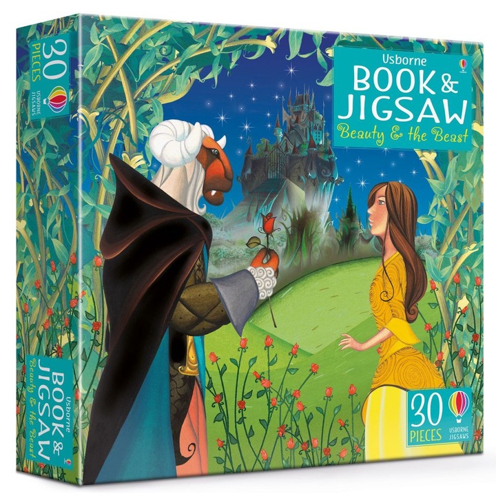 Set Puzzle "Beauty and the Beast picture book and jigsaw" de Louie Stowell, 3 ani+, Usborne
