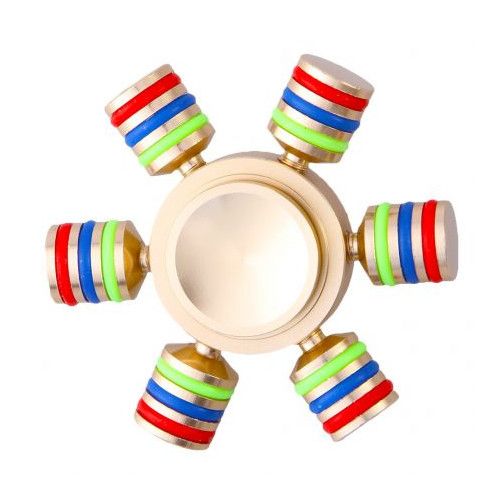 Jucarie Interactiva Antistres Fidget Spinner, Demontabila, Metalica, Aurie
