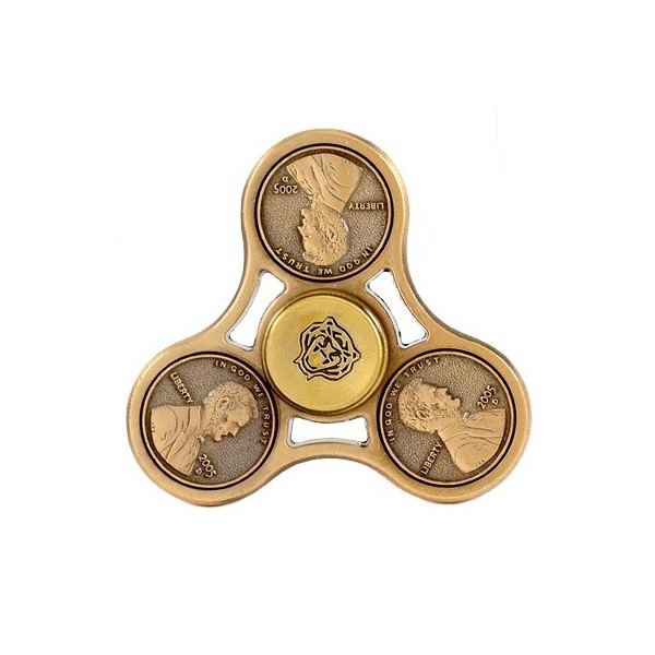 Fidget Spinner Jucarie Antistres Model One Cent Auriu