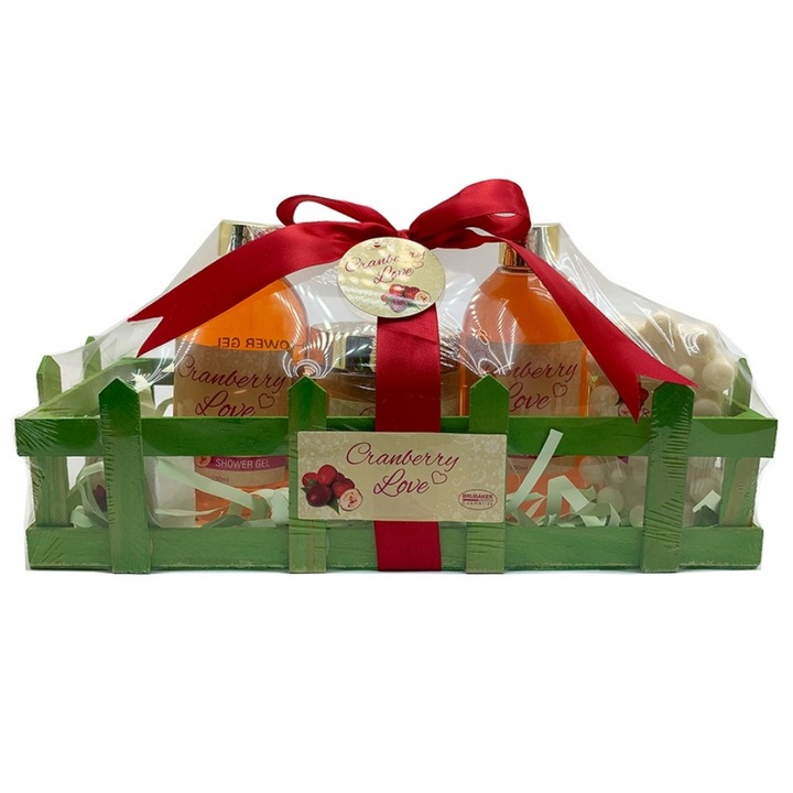 Подаръчен комплект за баня BRUBAKER Cosmetics - Cranberry Love 232343924 6-28-38, 6 части, червена боровинка