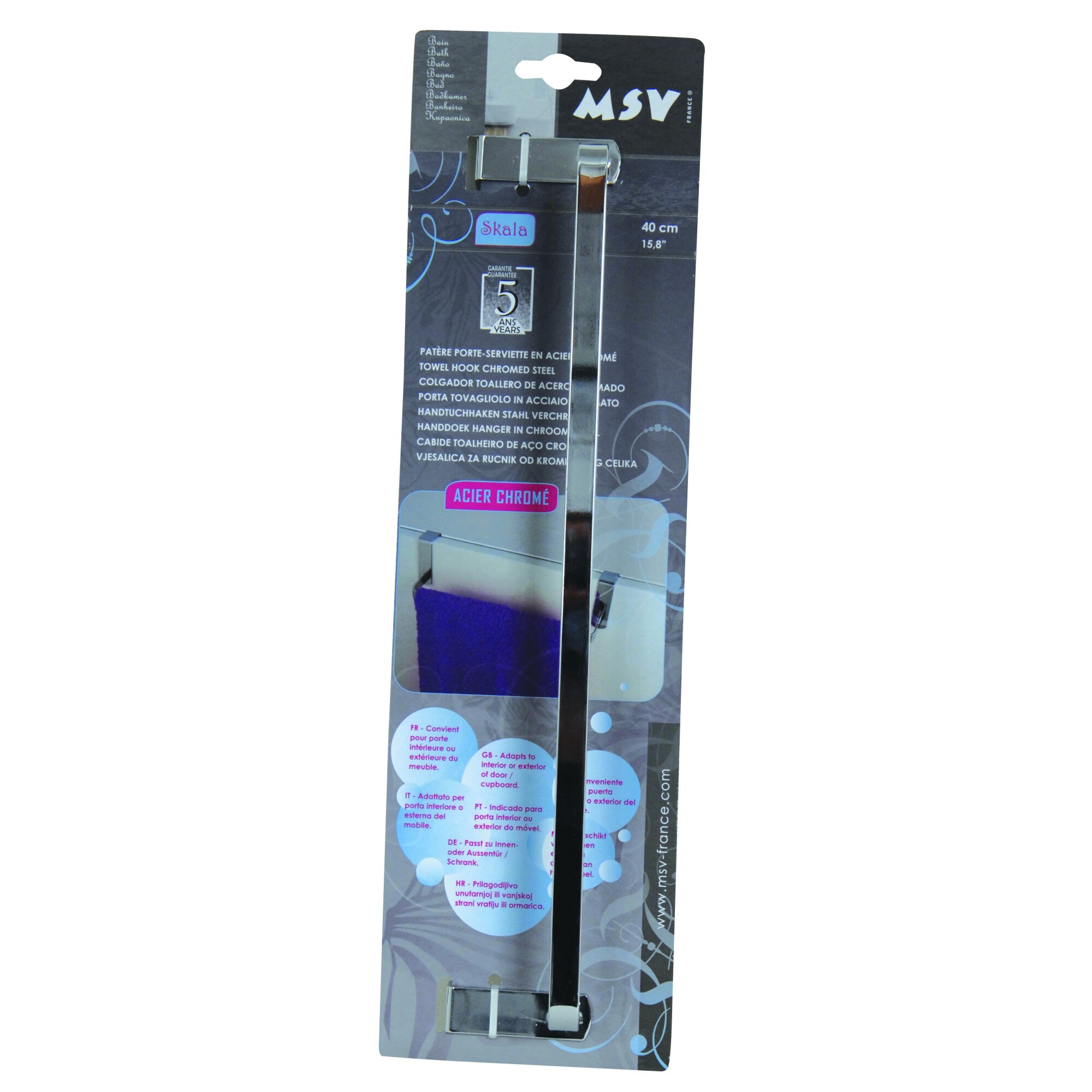 Suport cromat pentru prosop, MSV, argintiu