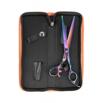 Foarfeca tuns din otel inoxidabil pentru frizerie cu borseta Lila Rossa, lungime 6 Foarfeca tuns din otel inoxidabil pentru frizerie cu borseta Lila Rossa, lungime 6