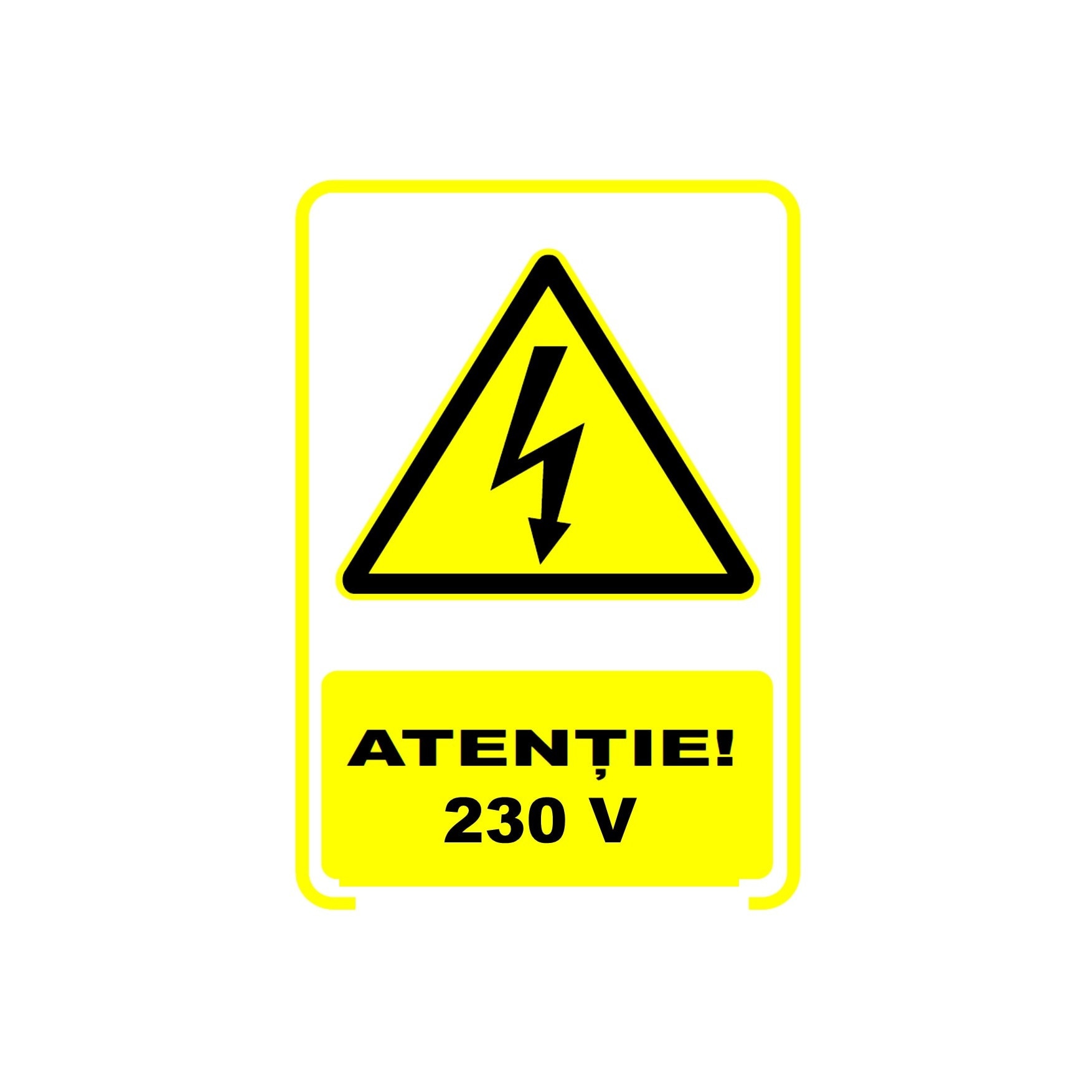 Set de 2 indicatoare A5 - atentie 230V plus 16 stickere pentru prize de 5x7 cm