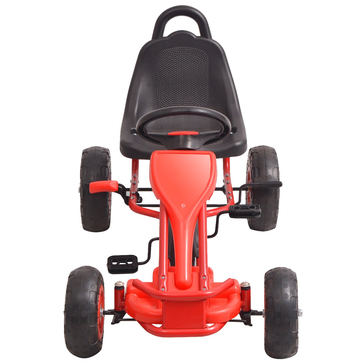 Kart cu pedale si roti pneumatice, vidaXL, Fier, Rosu