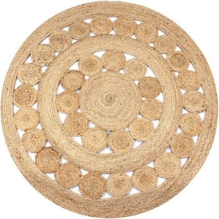 Covor din iuta cu design impletit, TOT, 120 cm rotund