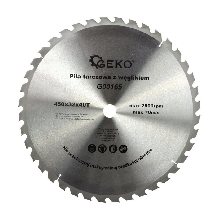 Disc circular pentru lemn cu carbura Geko G00165, 450x32x40T (5) mm