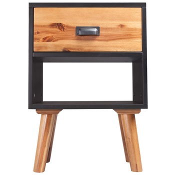 Set de 2 noptiere din lemn de salcam. vidaXL, 40x30x58 cm, maro cu negru Set de 2 noptiere din lemn de salcam. vidaXL, 40x30x58 cm, maro cu negru