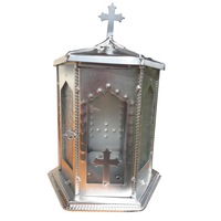 Felinar funerar/cimitir, Zincat cu clema, Metal, 1 W, 28x20cm