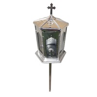 Felinar funerar/cimitir, hexagon, zincat cu picior, 1W, 100x20cm, Argintiu
