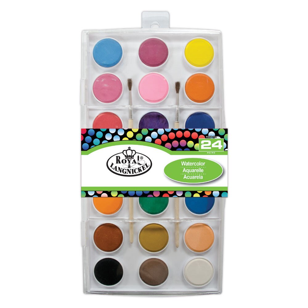 Set 2 pensule si 21 godete acuarela Royal & Langnickel