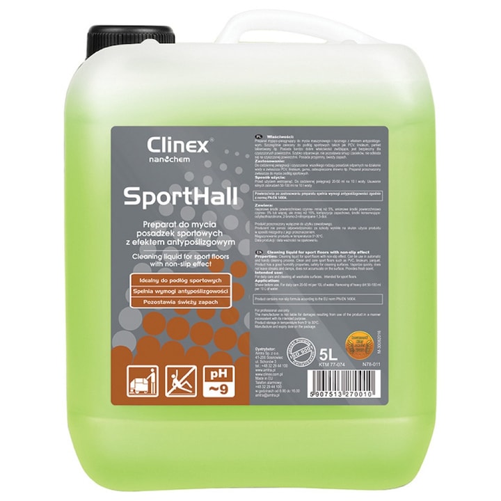 Препарат за под Clinex Sport Hall, Противоплъзгащ, 5 л
