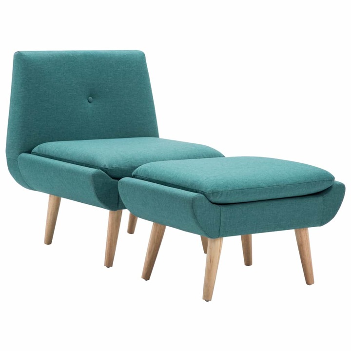 vidaXL zöld kárpitos karfa nélküli fotel lábzsámollyal