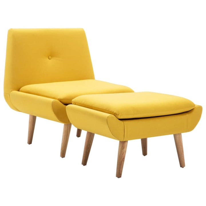 vidaXL sárga kárpitos karfa nélküli fotel lábzsámollyal