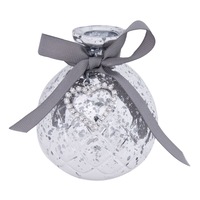 Vaza de sticla decorativa cu fundita gri , DecorCasa , 11 x 11 cm