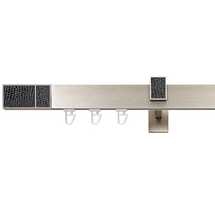 Galerie dubla Square line Boss Negru, lungime 200 cm, crom mat