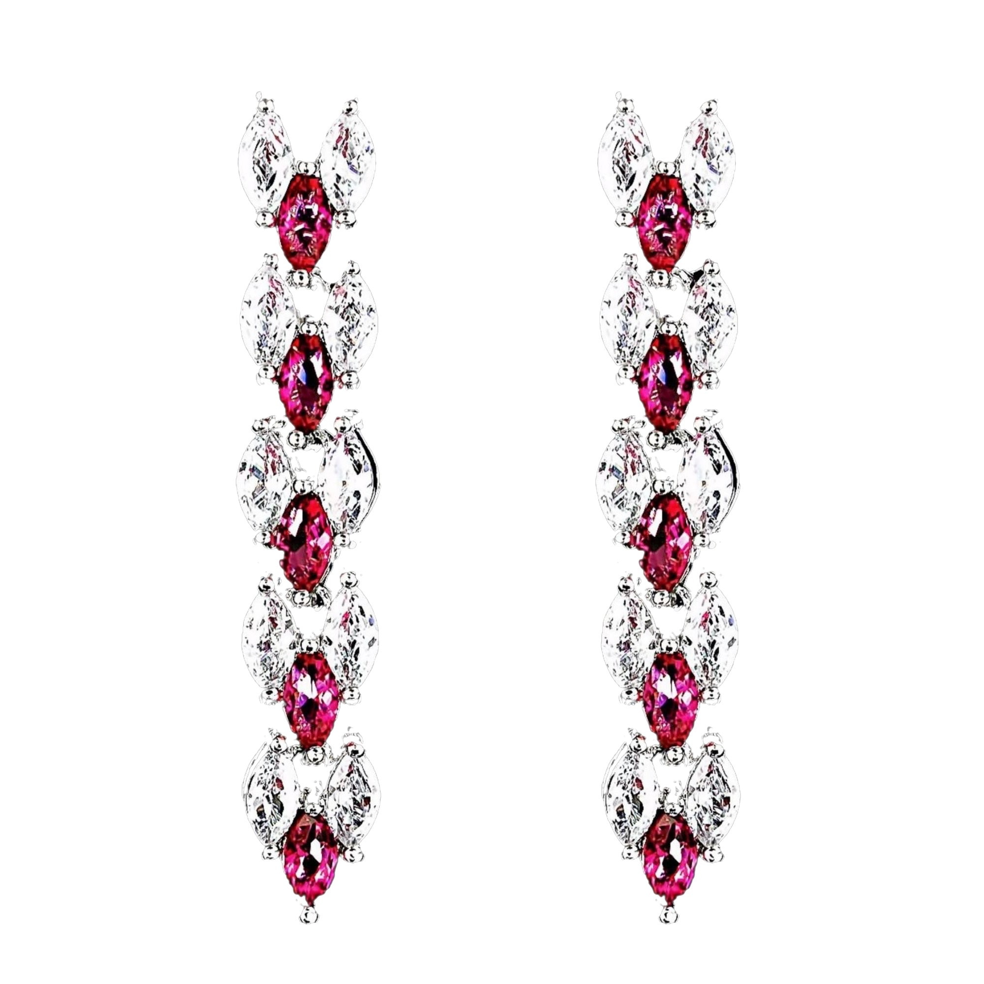 Cercei placati cu Aur 18K si Diamante, Maya Platinum & Red