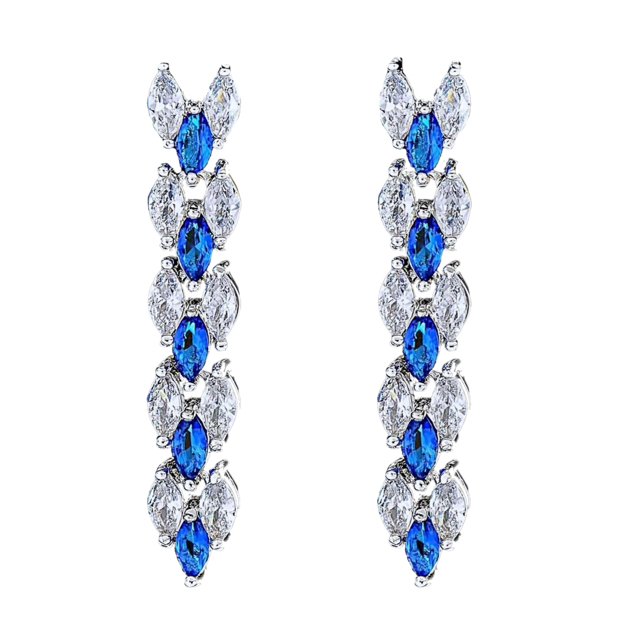 Cercei placati cu Aur 18K si Diamante, Maya Platinum & Blue