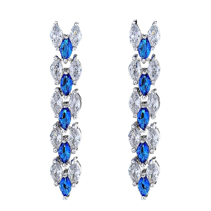 Cercei placati cu Aur 18K si Diamante, Maya Platinum & Blue