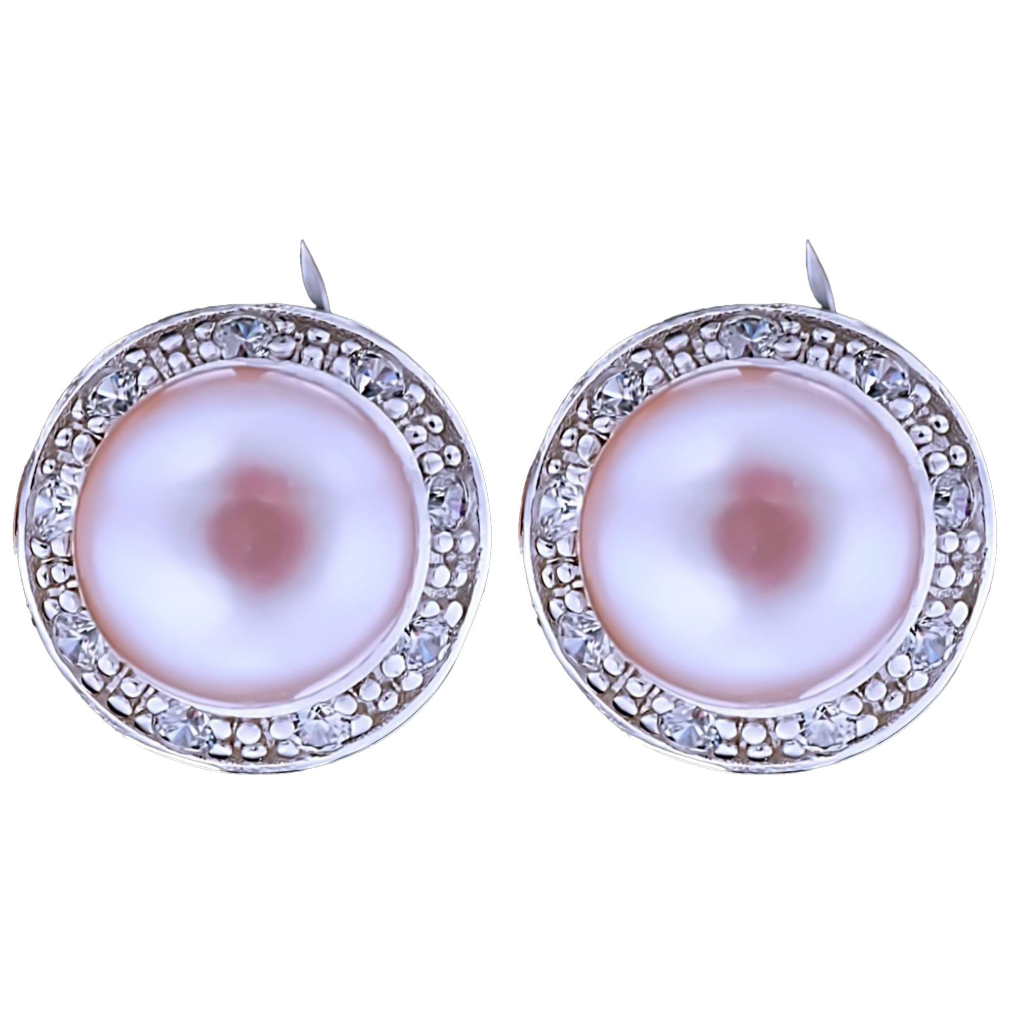 Cercei din Argint 925 cu Perle Naturale si Diamante, Cristina Style Purple