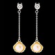 Cercei din Argint 925 cu Perle Naturale si Diamante, Eva Pink