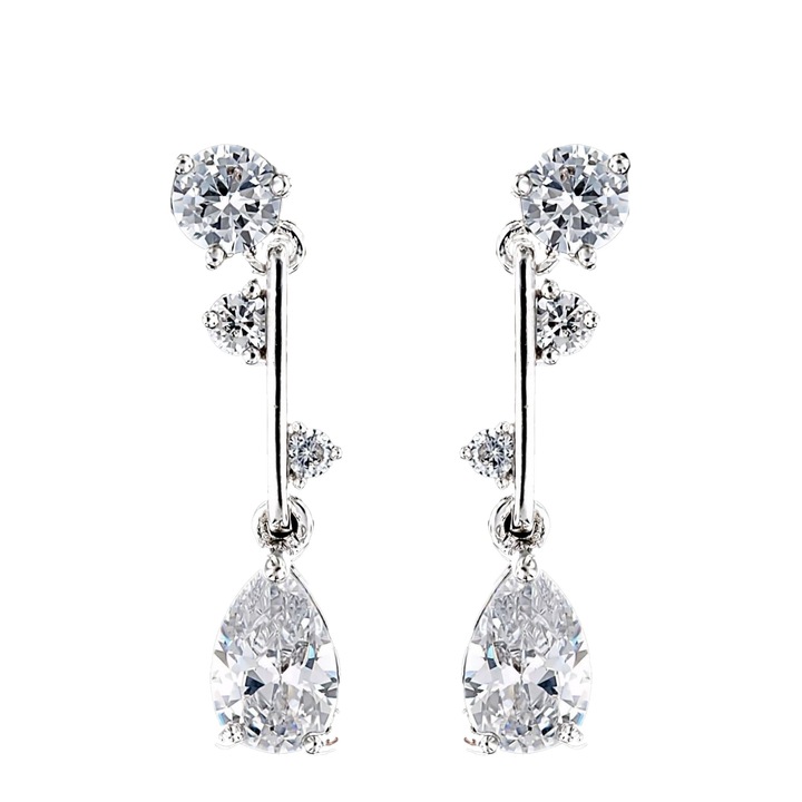 Cercei placati cu Aur 18K si Diamante, Damaris Platinum