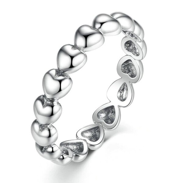 Inel placat cu argint cu inimioare IST0005 - BeSpecial 10973, Argintiu