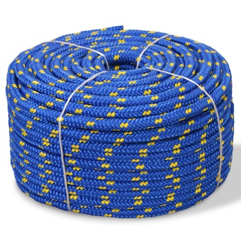 Franghie barca vidaXL, Polipropilena, 12 mm x 250 m, Albastru/Galben Franghie barca vidaXL, Polipropilena, 12 mm x 250 m, Albastru/Galben