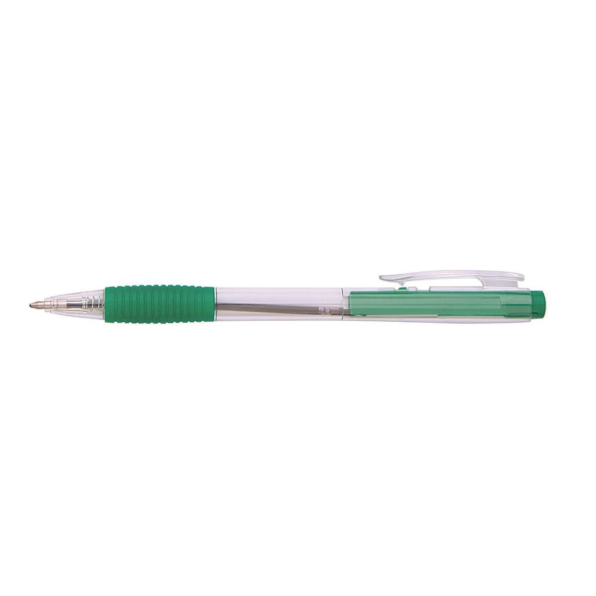 Pix cu mecanism OFFICE Products, corp transparent cu grip, scriere de 0.5mm, verde