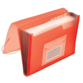Mapa din plastic Q-CONNECT, cu 6 compartimente si elastic pe colturi, rosu transparent Mapa din plastic Q-CONNECT, cu 6 compartimente si elastic pe colturi, rosu transparent