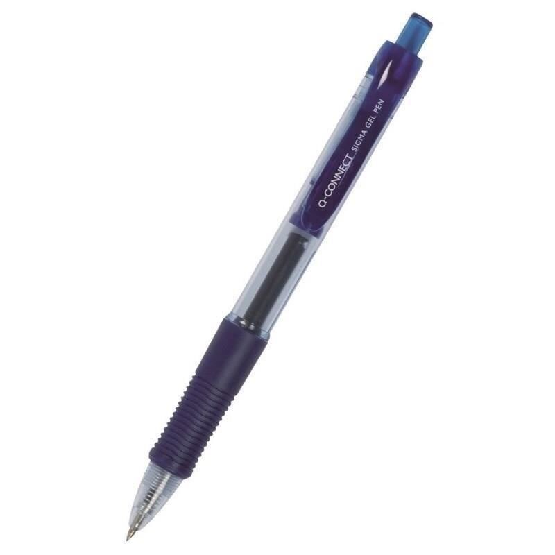 Pix cu gel si mecanism Q-CONNECT, corp transparent cu grip, scriere de 0.5 mm, albastru