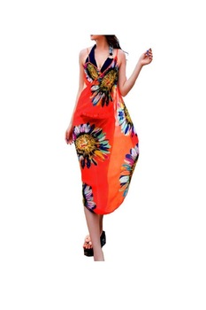 Rochie pareo de plaja imprimata dama, LRTM, Rosu, One Size Rochie pareo de plaja imprimata dama, LRTM, Rosu, One Size